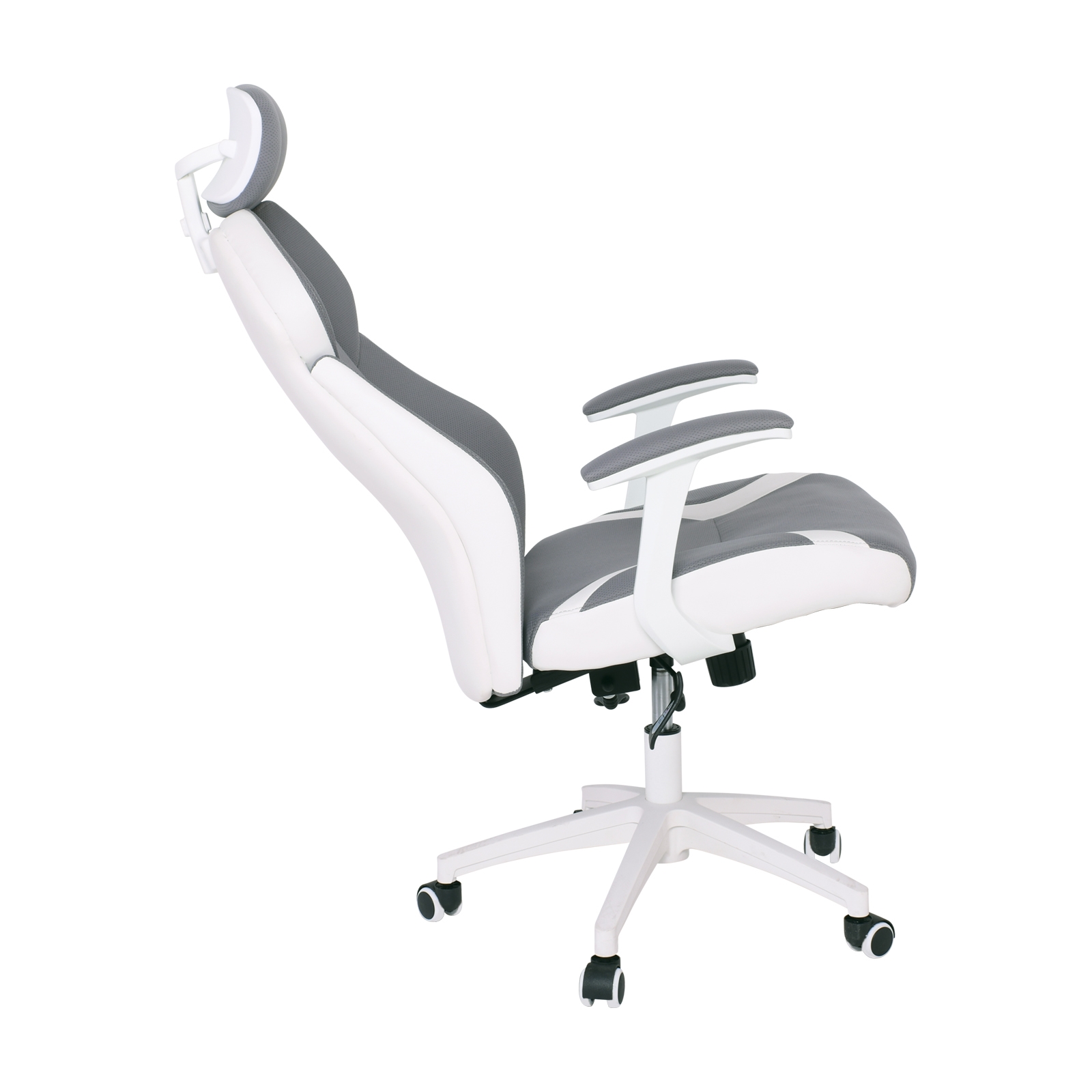 Πολυθρόνα Γραφείου Διευθυντή Microfiber Γκρι / PU Άσπρο 6