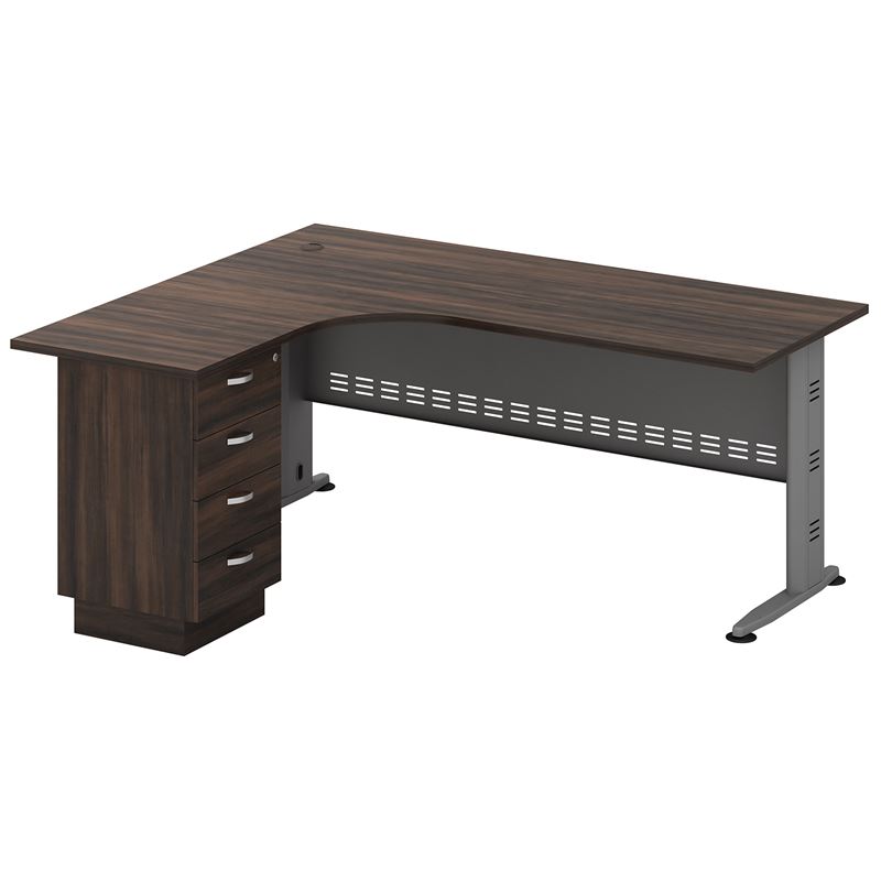 Γραφείο Αριστερή Γωνία - Απόχρωση Γκρι - Σκούρο Καρυδί 1