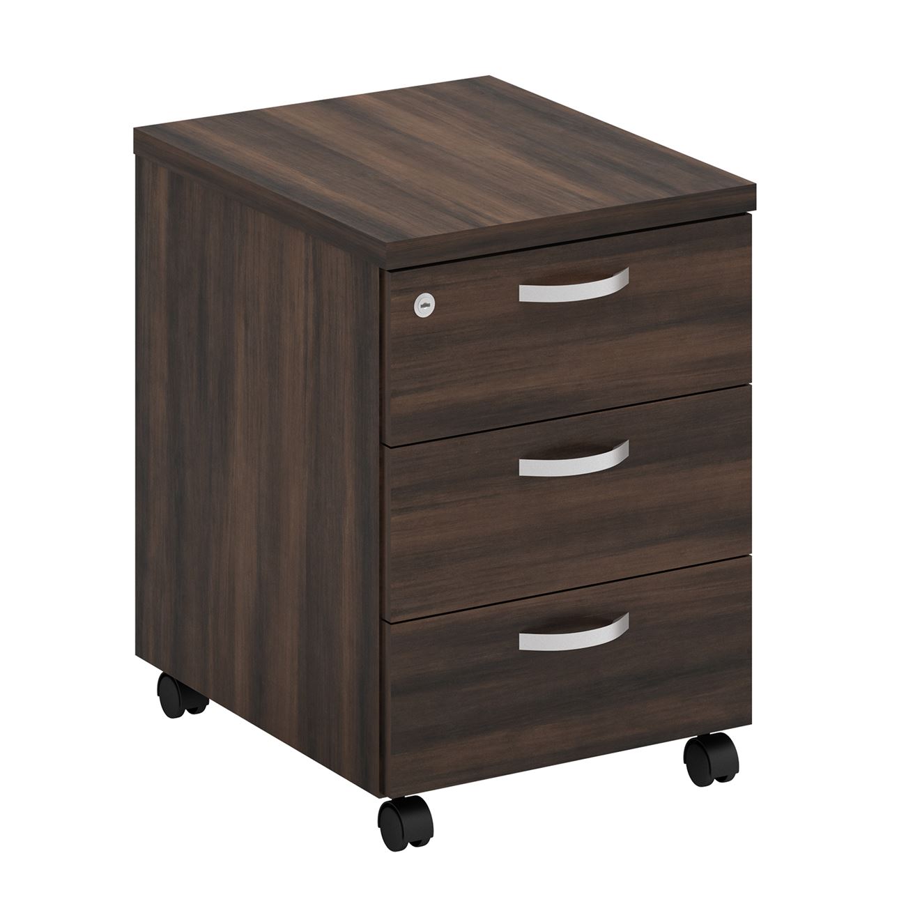 ΣΥΡΤΑΡΙΕΡΑ Τροχήλατη, Με 3 συρτάρια, Απόχρωση Σκούρο Καρυδί 2