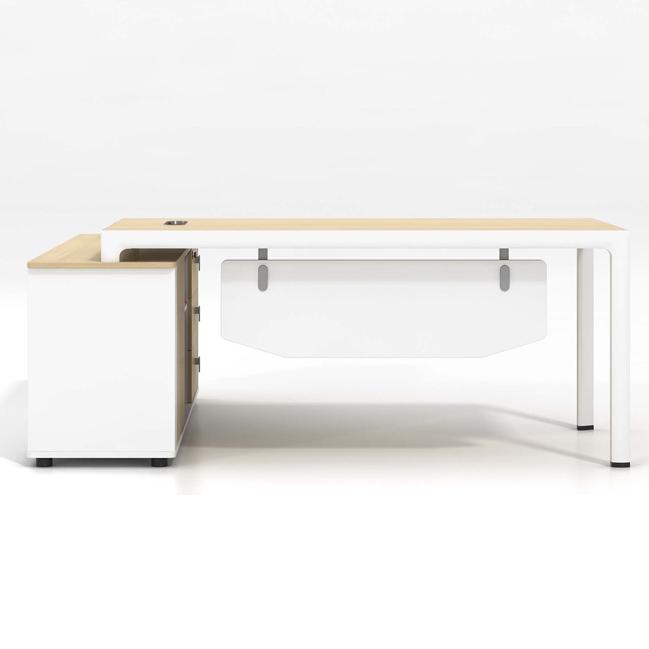 Γραφείο Αναστρέψιμη Γωνία, Απόχρωση Beech - Άσπρο 4