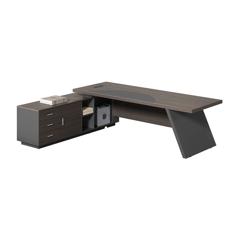 Γραφείο Αριστερή Γωνία, Απόχρωση Grey Walnut 1