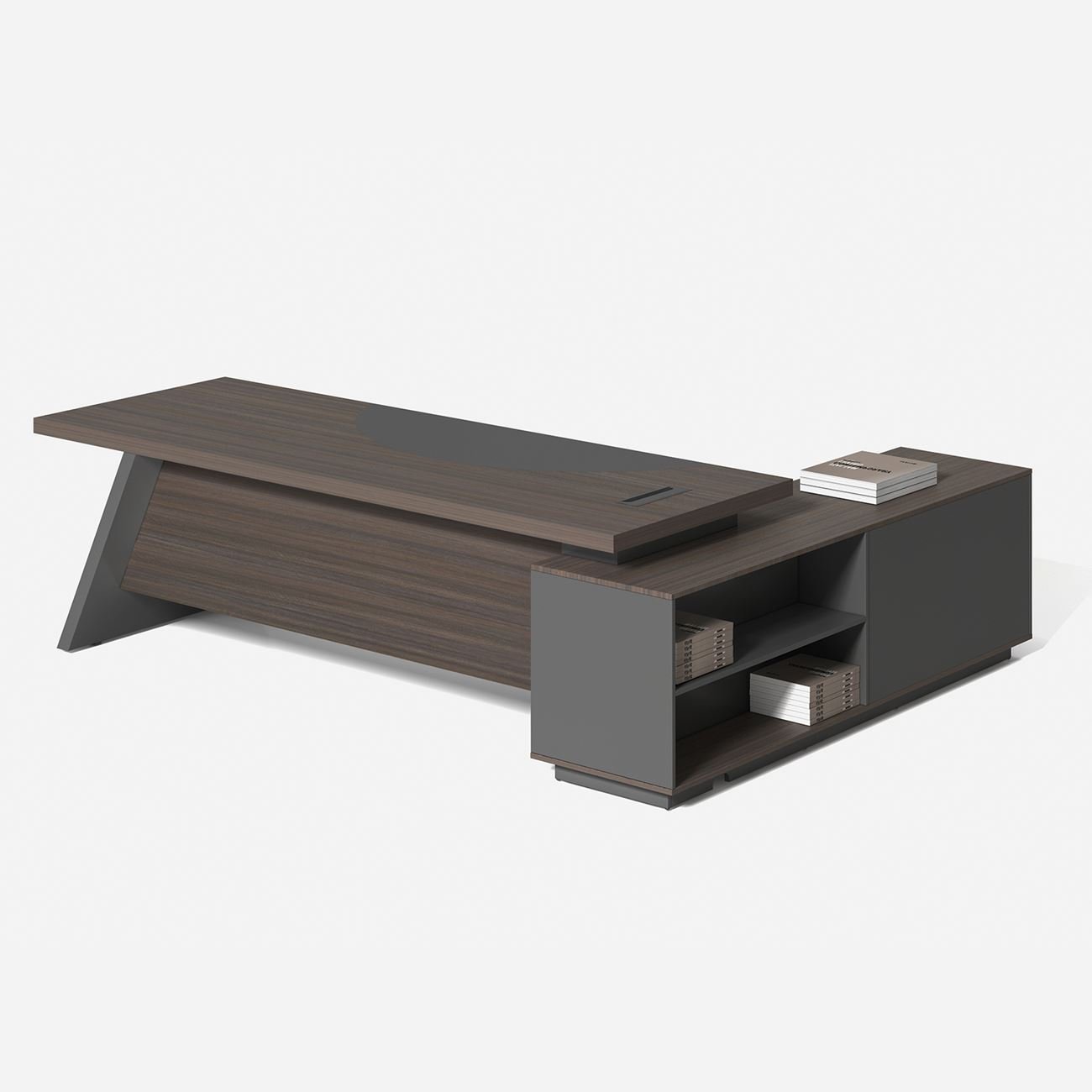 Γραφείο Αριστερή Γωνία, Απόχρωση Grey Walnut 3