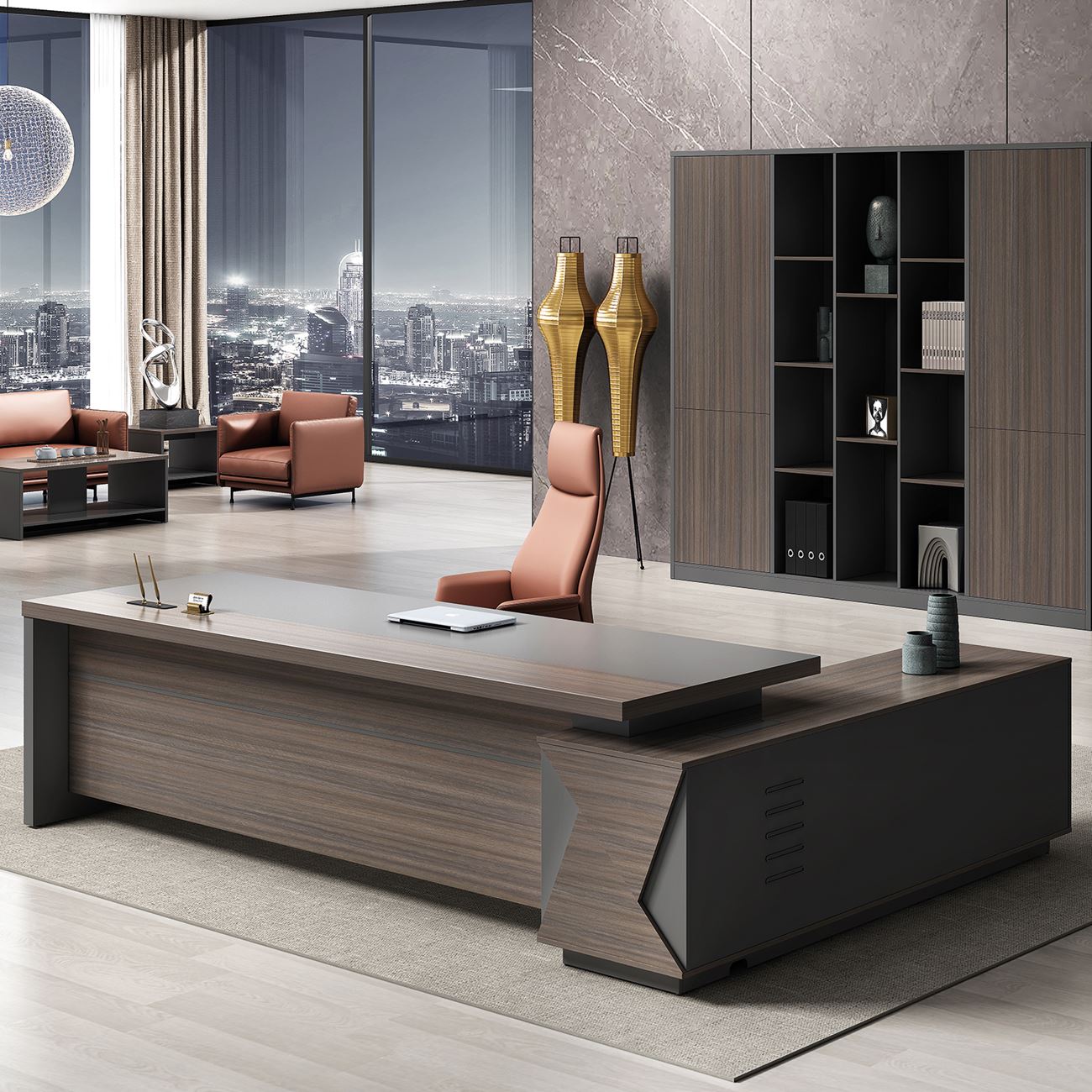 Γραφείο Αριστερή Γωνία, Απόχρωση Grey Walnut 4