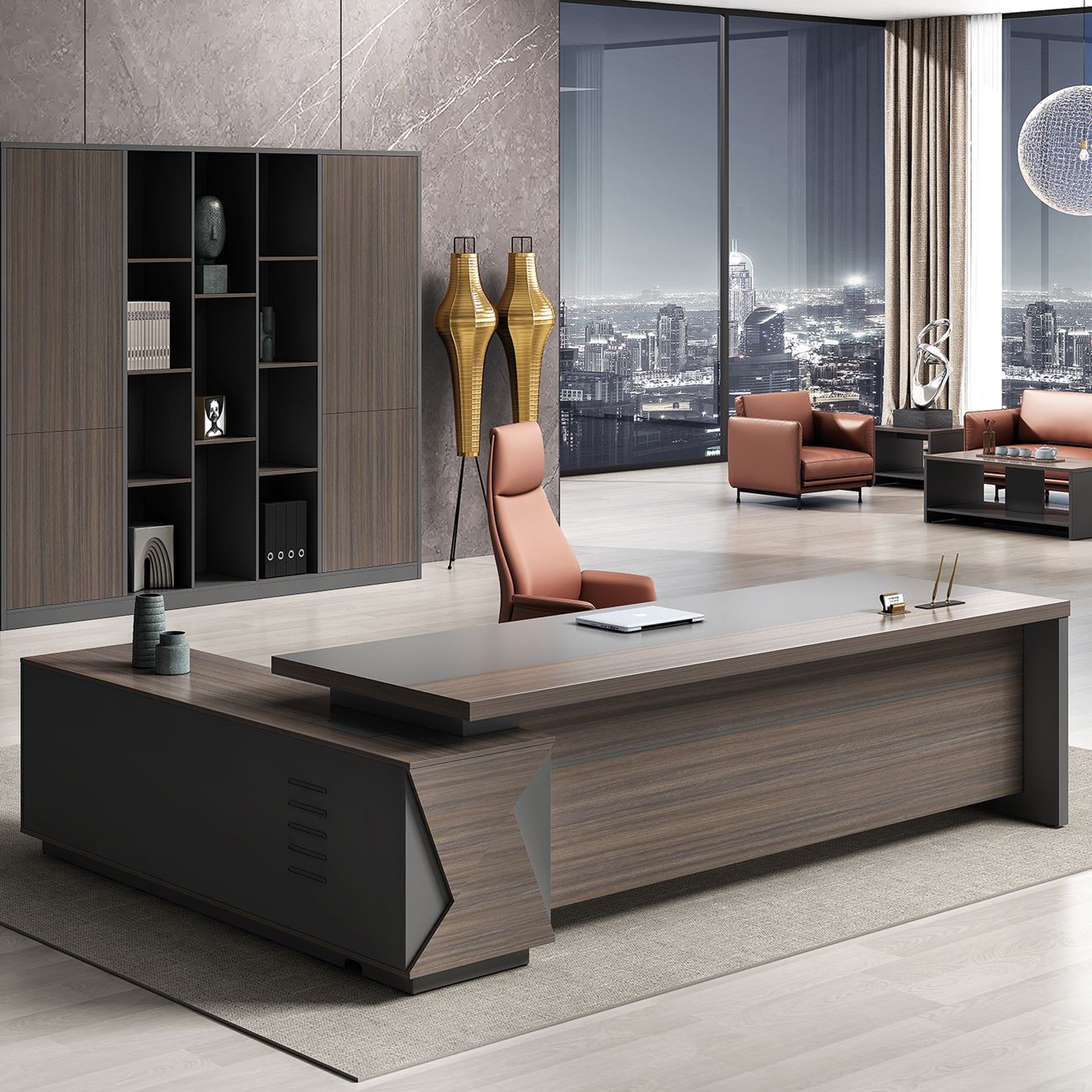 Γραφείο Δεξιά Γωνία, Απόχρωση Grey Walnut 4