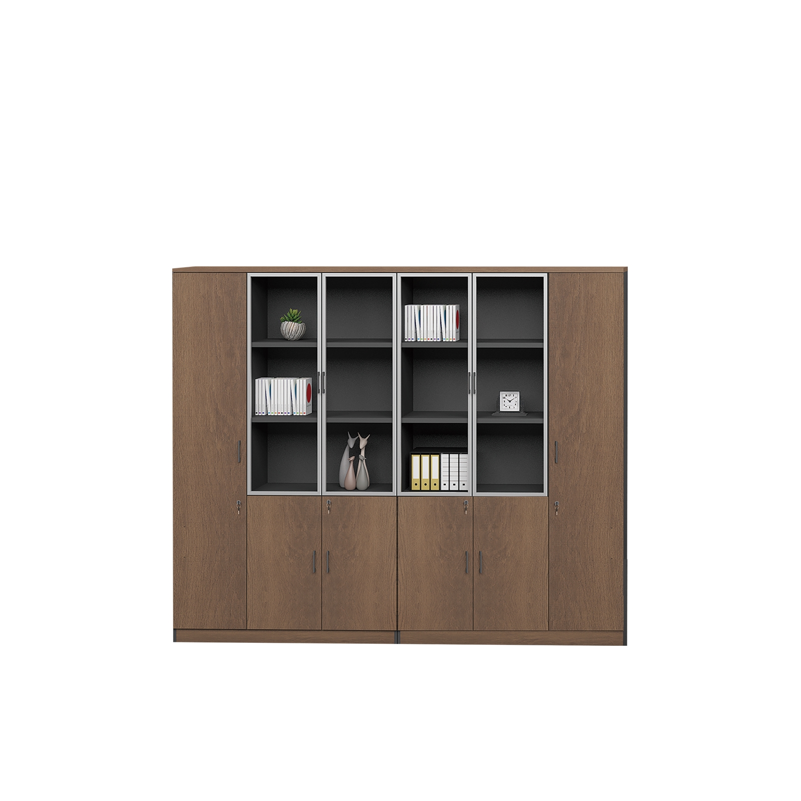 Ντουλάπα/Βιβλιοθ.Δεξιά απόχρ.Καρυδί Δρυς/Μαύρο/Μαύρο 3