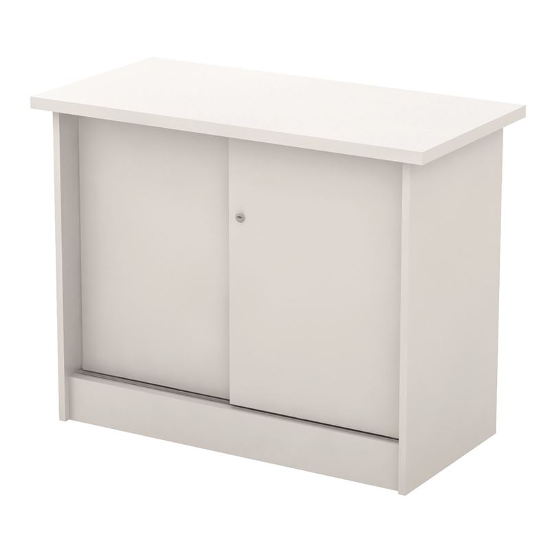 ΝΤΟΥΛΑΠΙ Γραφείου Πλαϊνό, 2 Φύλλα Συρόμενα - 2 Ράφια, Απόχρωση Άσπρο 1