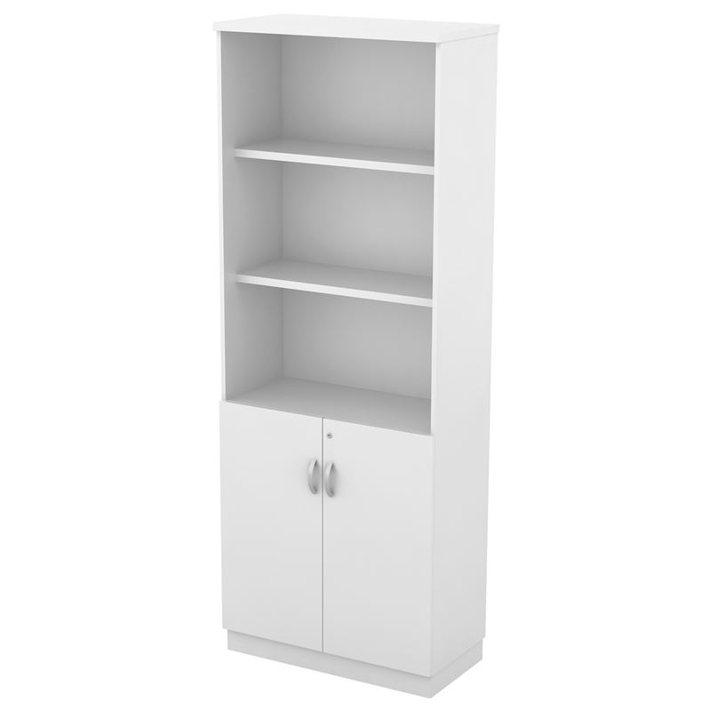 ΒΙΒΛΙΟΘΗΚΗ Γραφείου, 3 Ράφια - Ντουλάπι Δίφυλλο, Απόχρωση Άσπρο 1