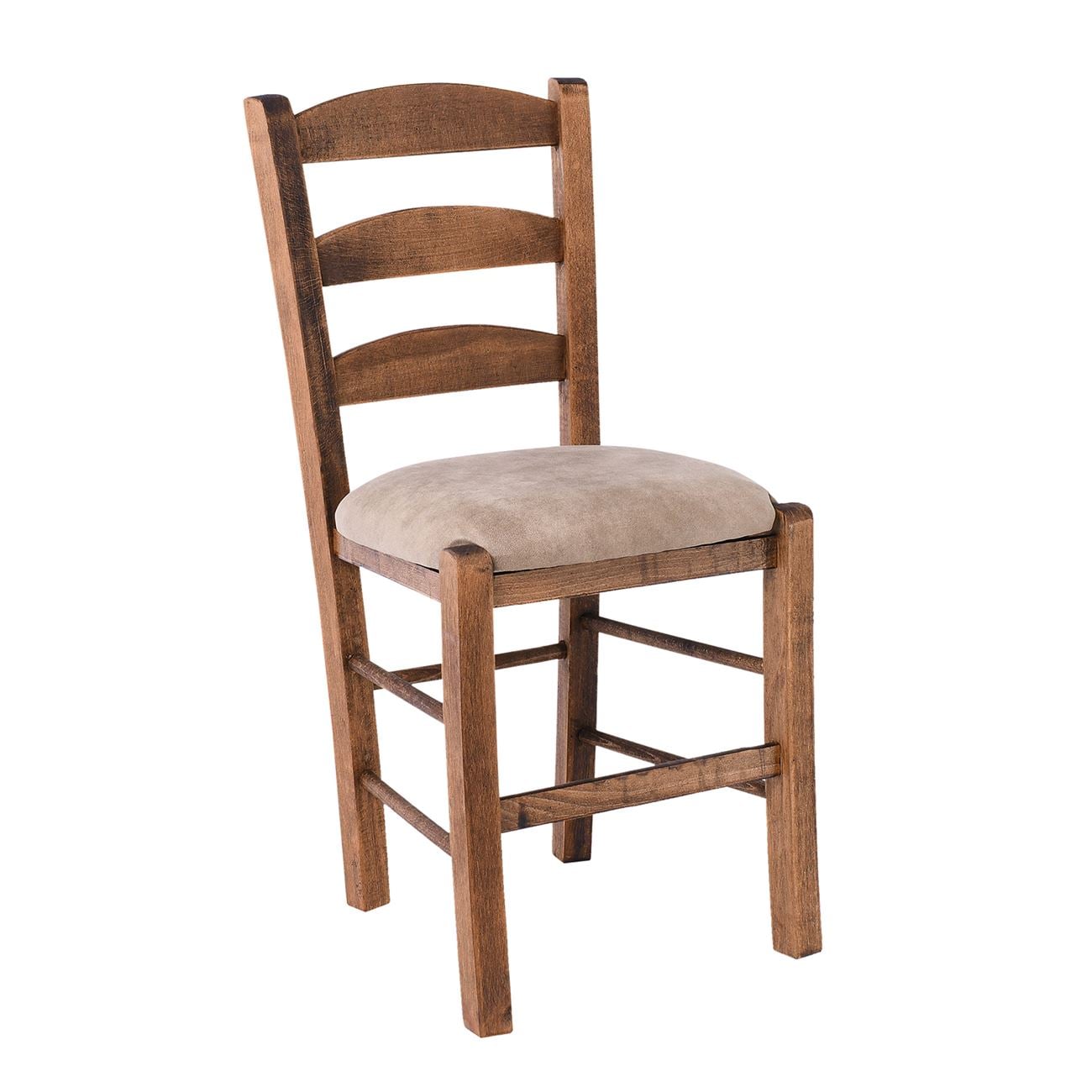 Καρέκλα Οξιά Βαφή Εμποτισμού Καρυδί, Κάθισμα Suede Μπεζ 2