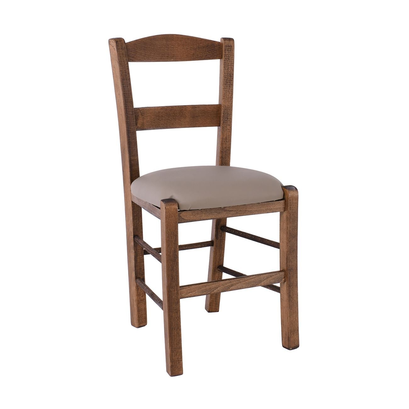 Καρέκλα Οξιά Βαφή Εμποτισμού Καρυδί, Κάθισμα Pu Cappuccino 2