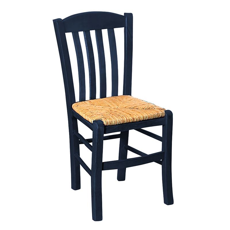 Καρέκλα Οξιά Βαφή Εμποτισμού Ανιλίνη Μπλε, Κάθισμα Ψάθα 1