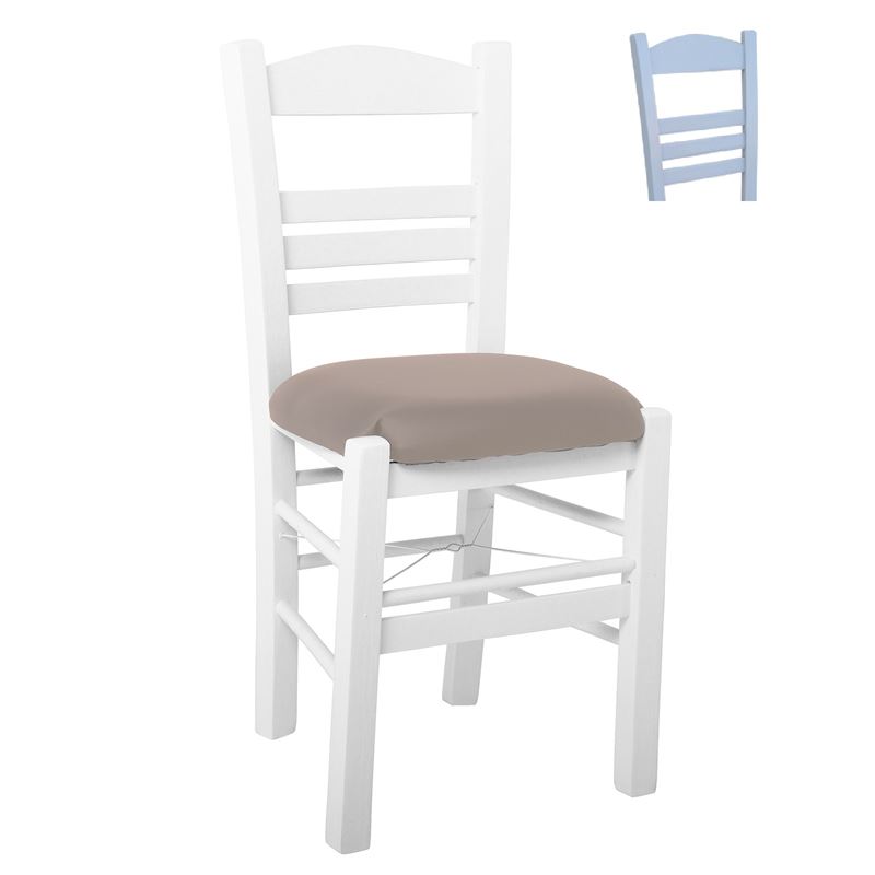 Καρέκλα Οξιά Βαφή Εμποτισμού Λάκα Γκρι, Κάθισμα Pu Cappuccino 1