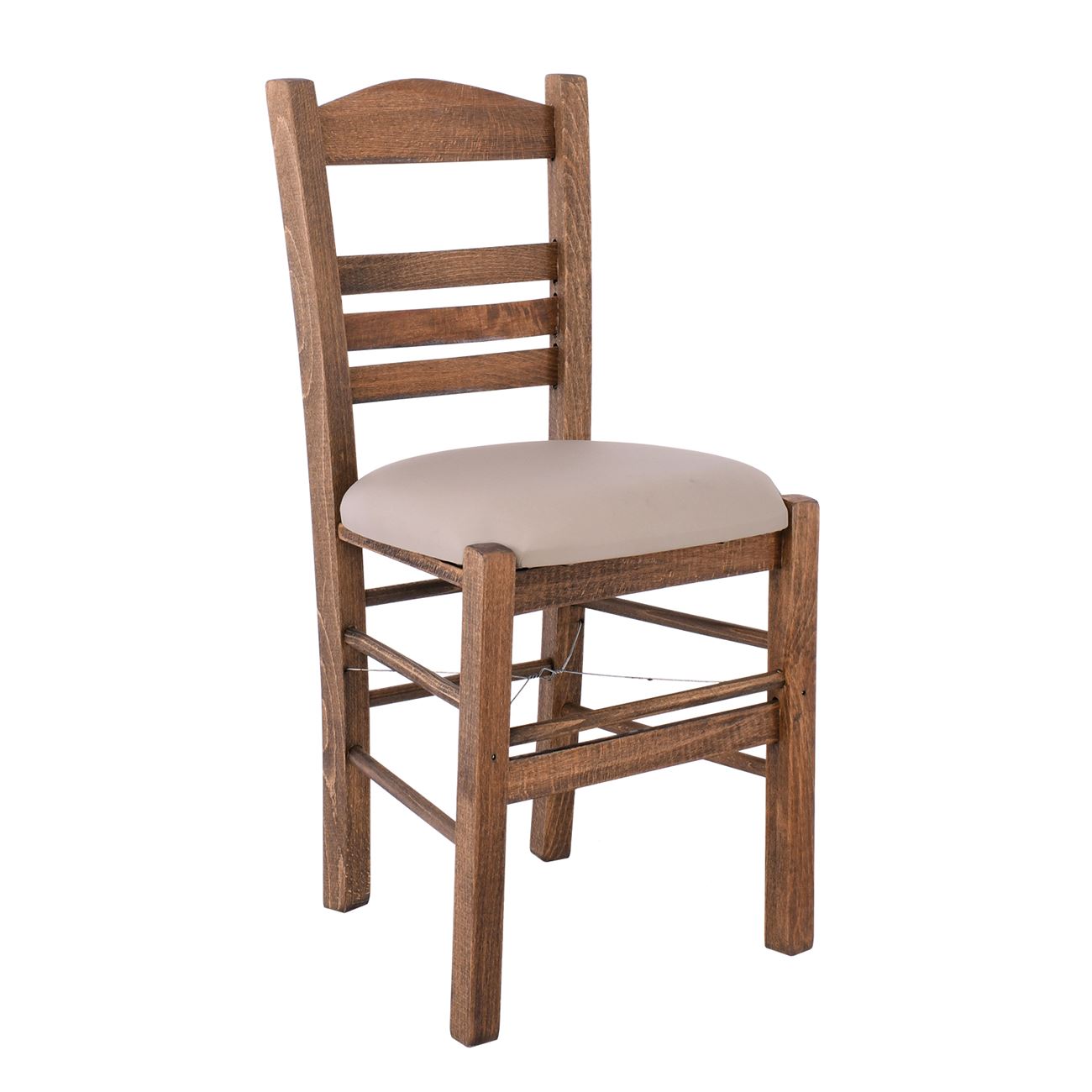 Καρέκλα Οξιά Βαφή Εμποτισμού Καρυδί, Κάθισμα Pu Cappuccino 2