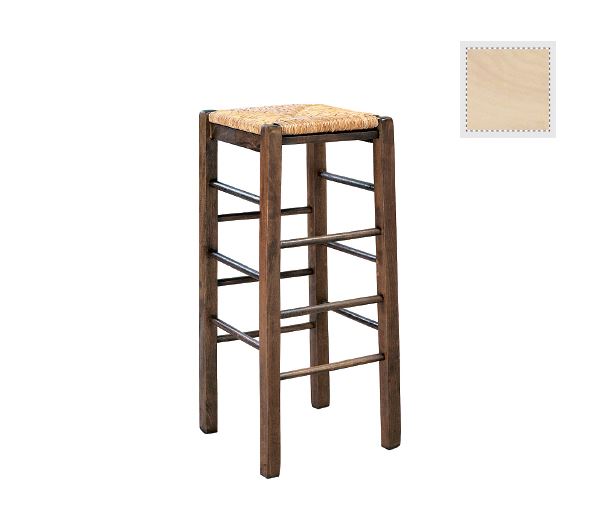 Σκαμπώ BAR Άβαφο με Ψάθα Αβίδωτη 1