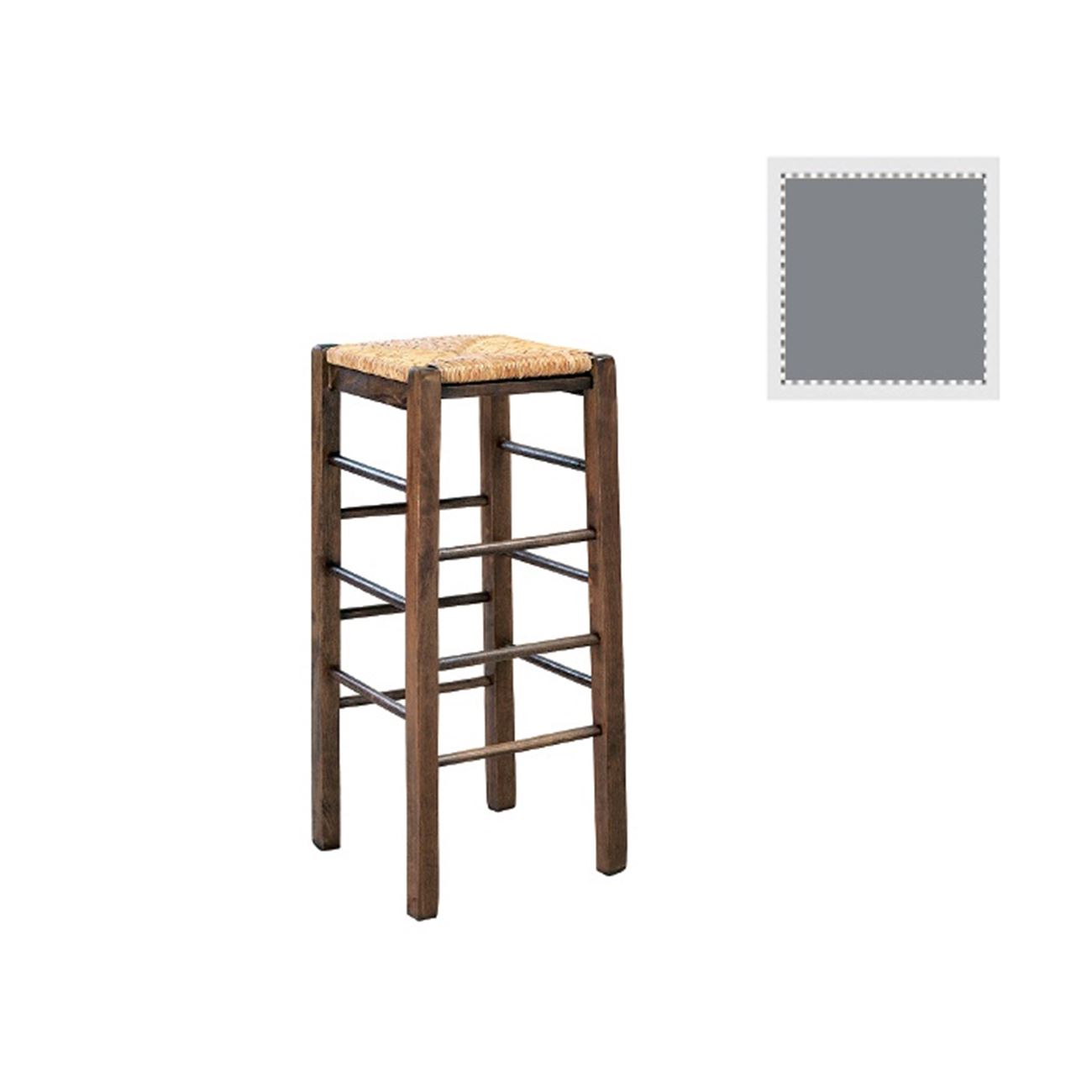 ΤΑΒΕΡΝΑΣ Σκαμπό BAR, Οξιά Βαφή Εμποτισμός Λάκα Γκρι, Κάθισμα Ψάθα 2