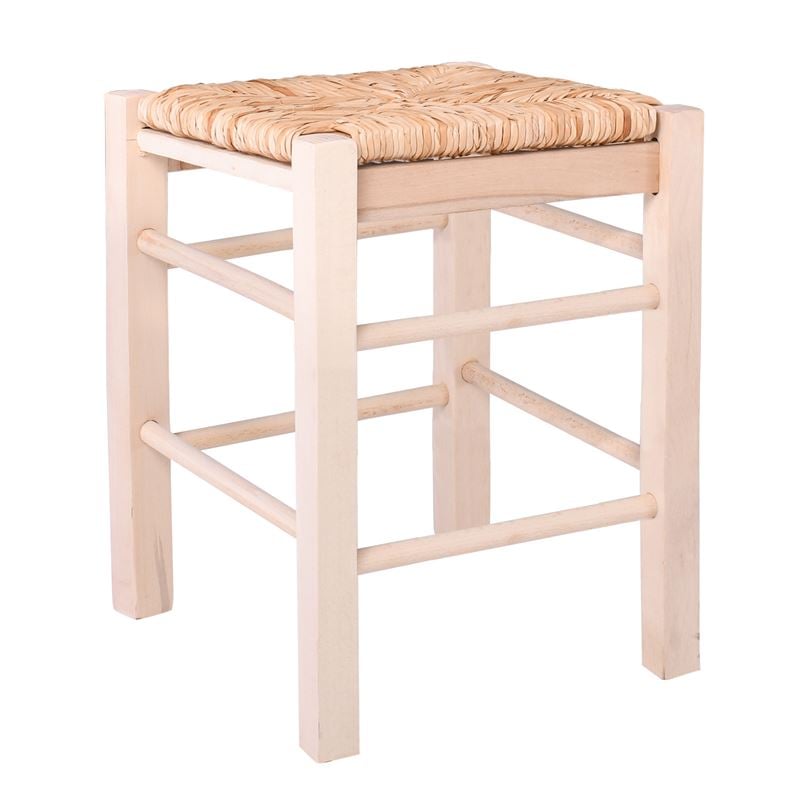 ΤΑΒΕΡΝΑΣ Σκαμπό Βοηθητικό, Οξιά Εμποτισμός Φυσικό, Κάθισμα Ψάθα 1