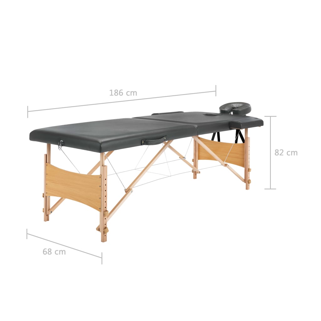 Κρεβάτι Μασάζ 2 Θέσεων Ανθρακί 186x68 εκ. με Ξύλινο Σκελετό 10