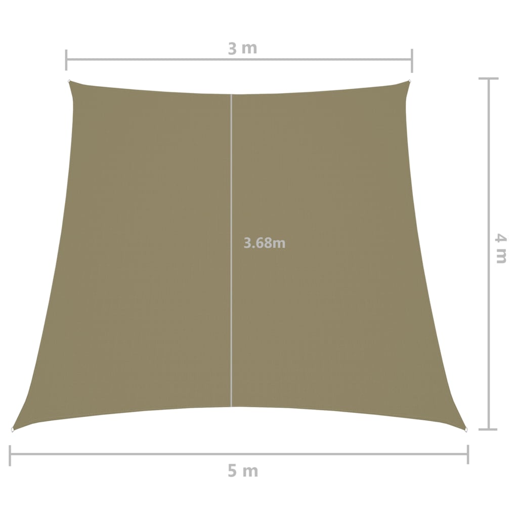 Πανί Σκίασης Τρίγωνο Μπεζ 3/5x4 μ. από Ύφασμα Oxford 6