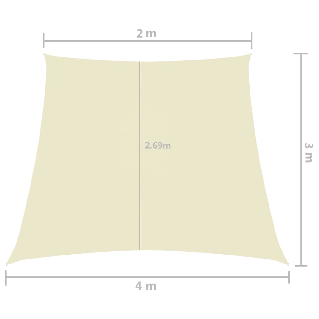 Πανί Σκίασης Τρίγωνο Κρεμ 2/4 x 3 μ. από Ύφασμα Oxford 6