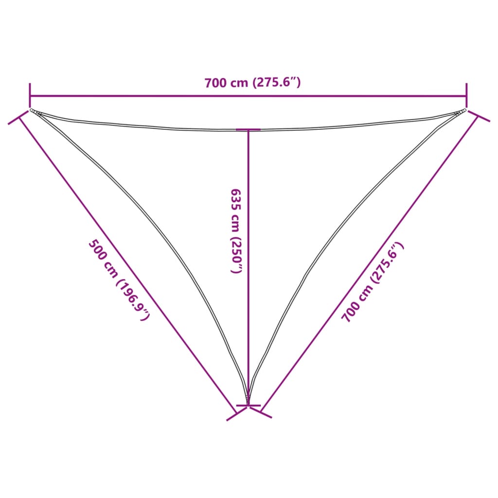 Πανί Σκίασης Τρίγωνο Πορτοκαλί 5 x 7 x 7 μ. από Ύφασμα Oxford 10