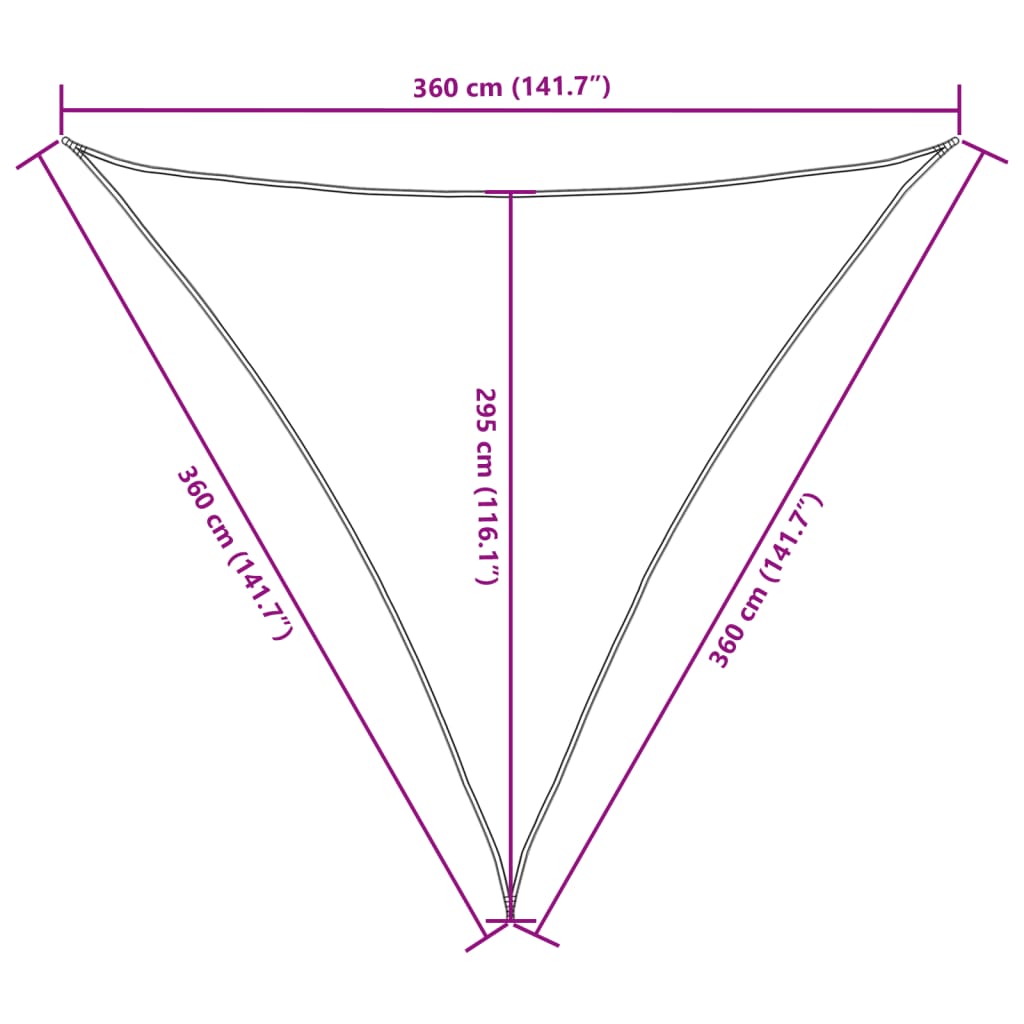 Πανί Σκίασης Τρίγωνο Καφέ 3,6 x 3,6 x 3,6 μ. Ύφασμα Oxford 10