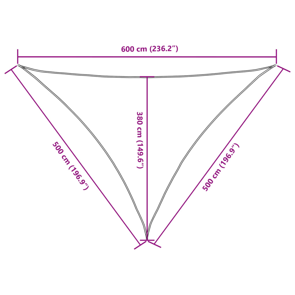 Πανί Σκίασης Τρίγωνο Καφέ 5 x 5 x 6 μ. από Ύφασμα Oxford 10