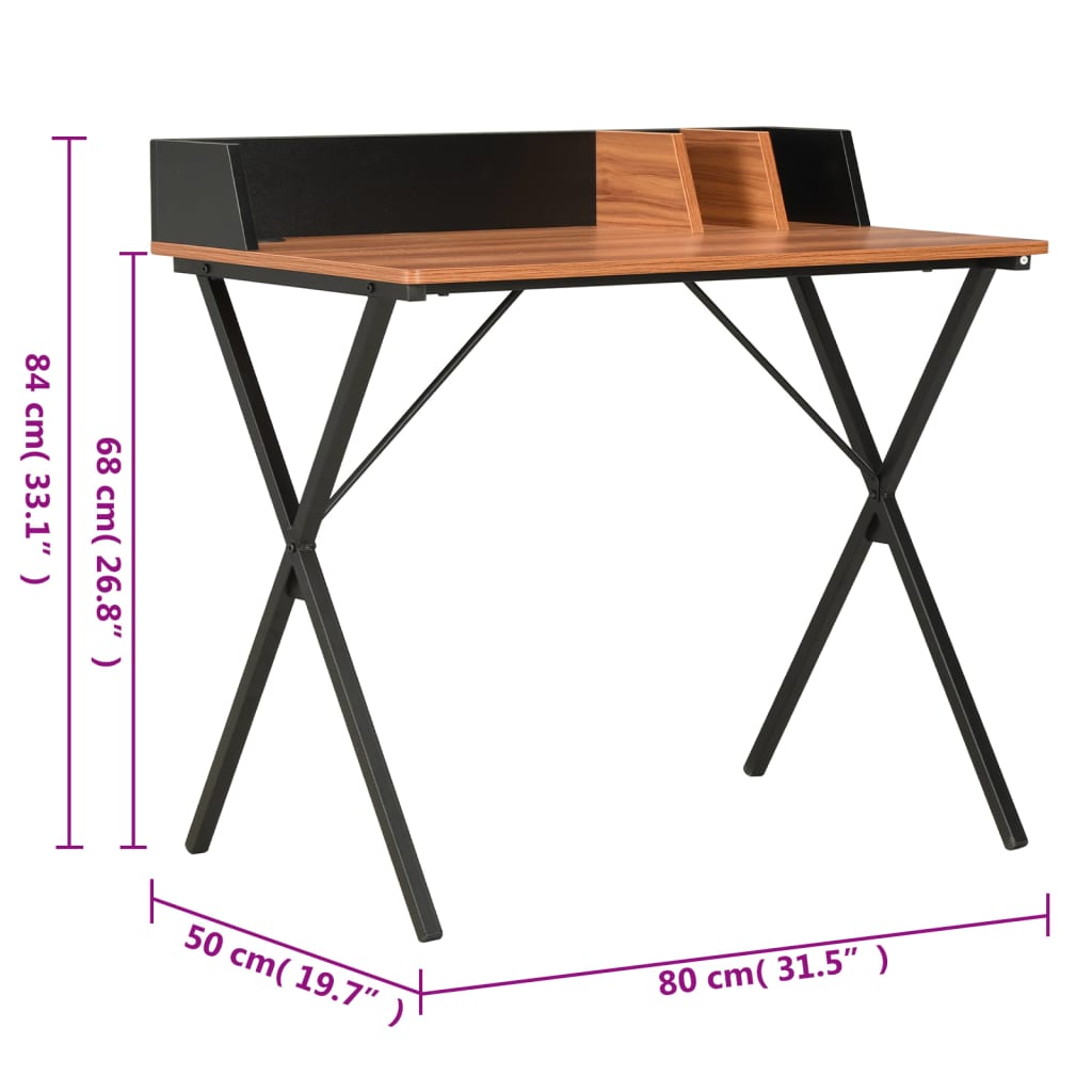 Γραφείο Μαύρο / Καφέ 80 x 50 x 84 εκ. 7