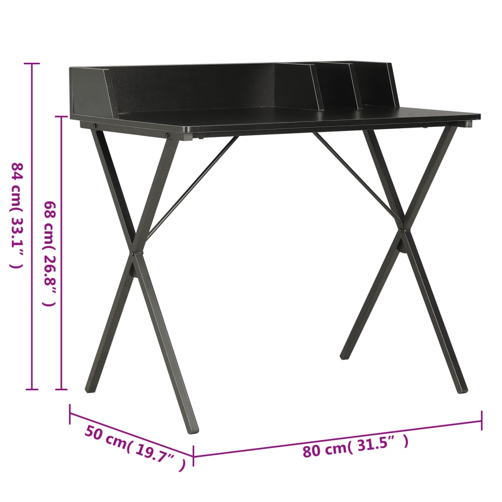 Γραφείο Μαύρο 80 x 50 x 84 εκ. 7