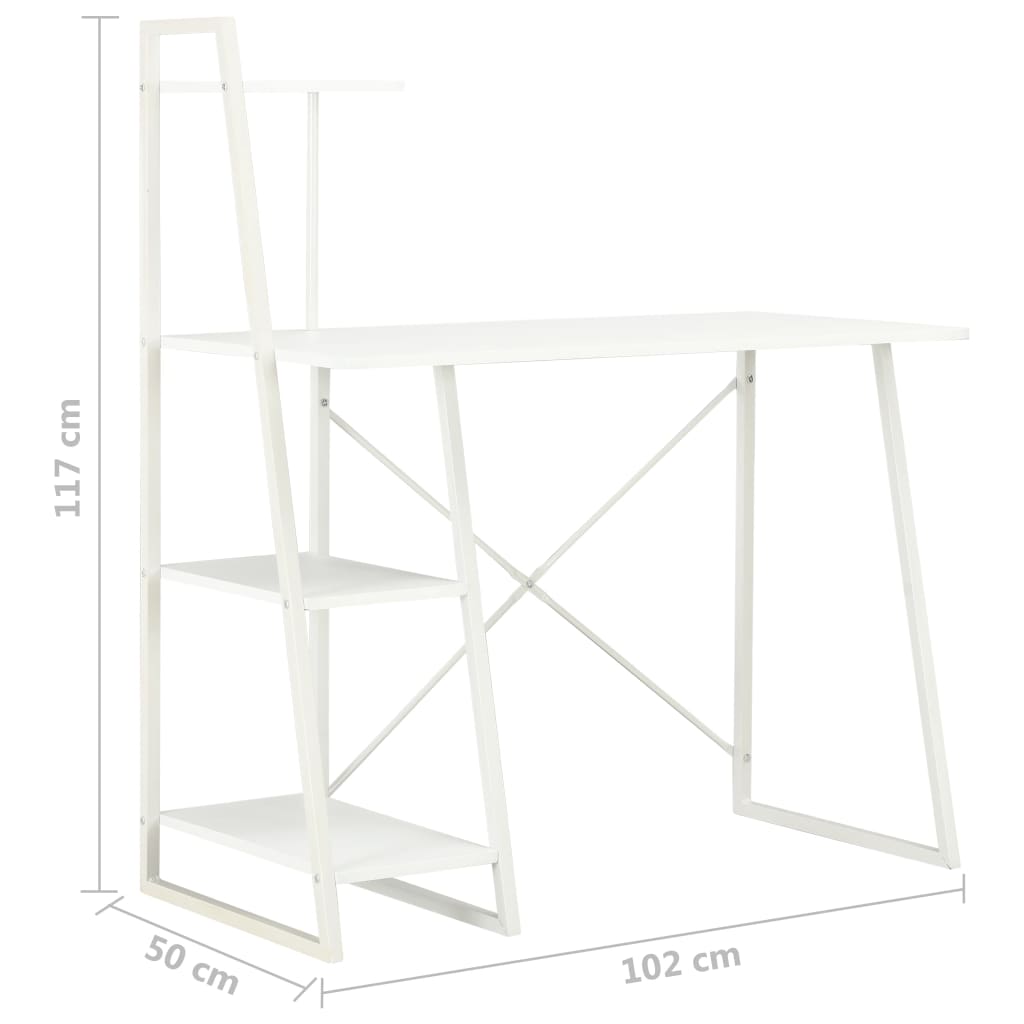 Γραφείο με Ράφια Λευκό 102 x 50 x 117 εκ. 7