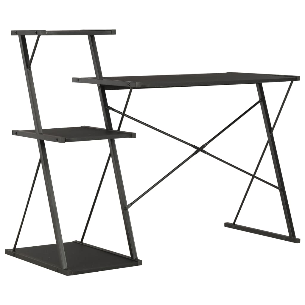 Γραφείο με Ράφια Μαύρο 116 x 50 x 93 εκ. 4