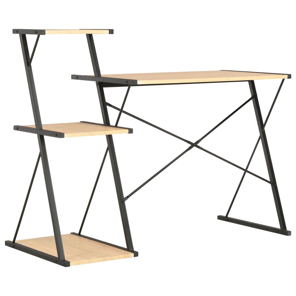 Γραφείο με Ράφια Μαύρο / Χρώμα Δρυός 116 x 50 x 93 εκ. 4