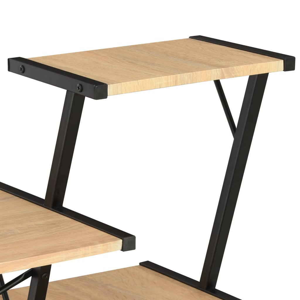 Γραφείο με Ράφια Μαύρο / Χρώμα Δρυός 116 x 50 x 93 εκ. 5