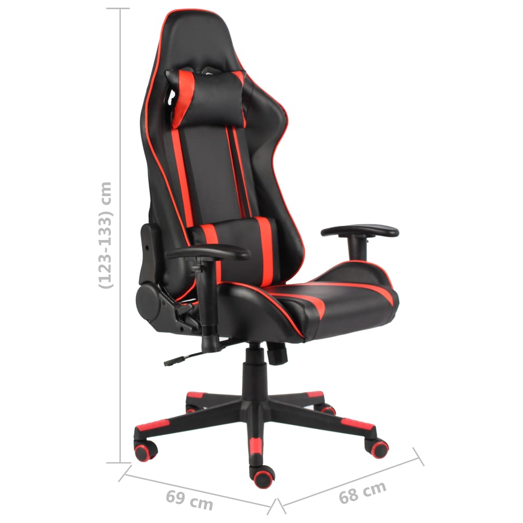 Καρέκλα Gaming Περιστρεφόμενη Κόκκινη από PVC 8