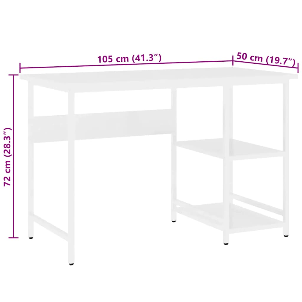 Γραφείο Υπολογιστή Λευκό 105 x 55 x 72 εκ. από MDF και Μέταλλο 7