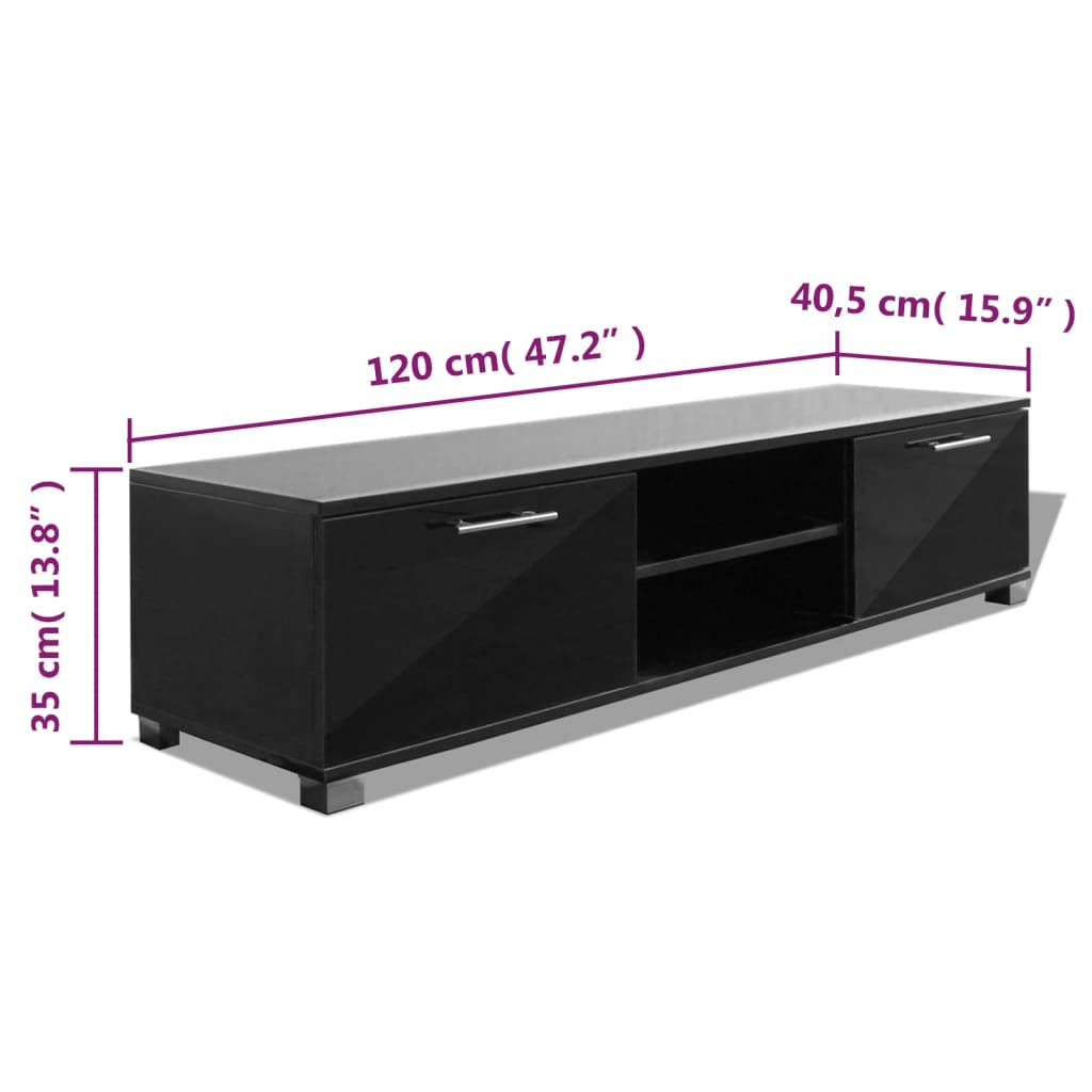 Έπιπλο Τηλεόρασης Γυαλιστερό Μαύρο 120 x 40,5 x 35 εκ. 5