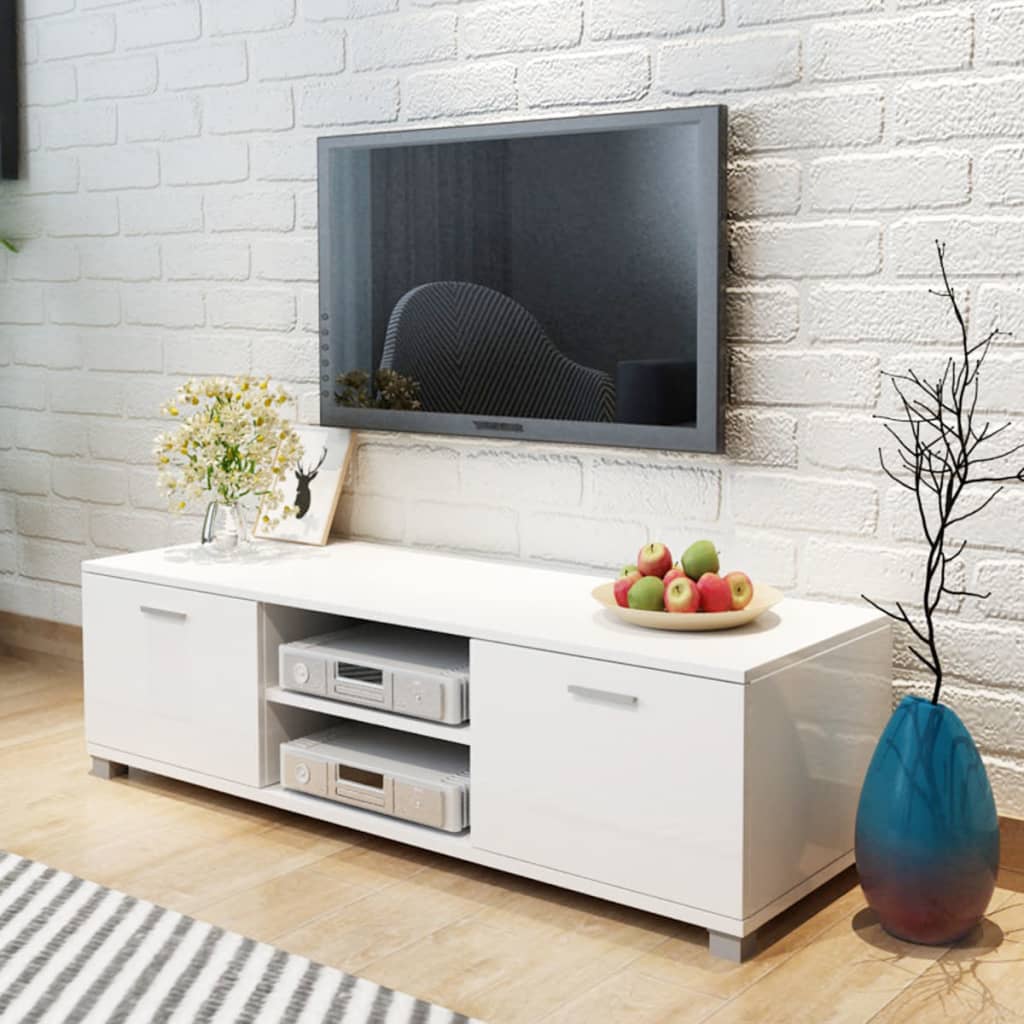 Έπιπλο Τηλεόρασης Γυαλιστερό Λευκό 140 x 40,5 x 35 εκ. 1