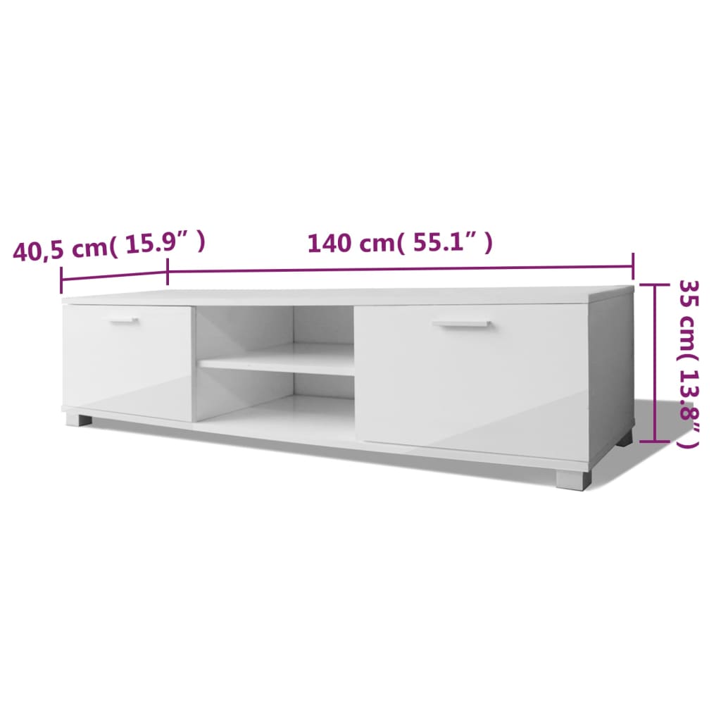 Έπιπλο Τηλεόρασης Γυαλιστερό Λευκό 140 x 40,5 x 35 εκ. 5