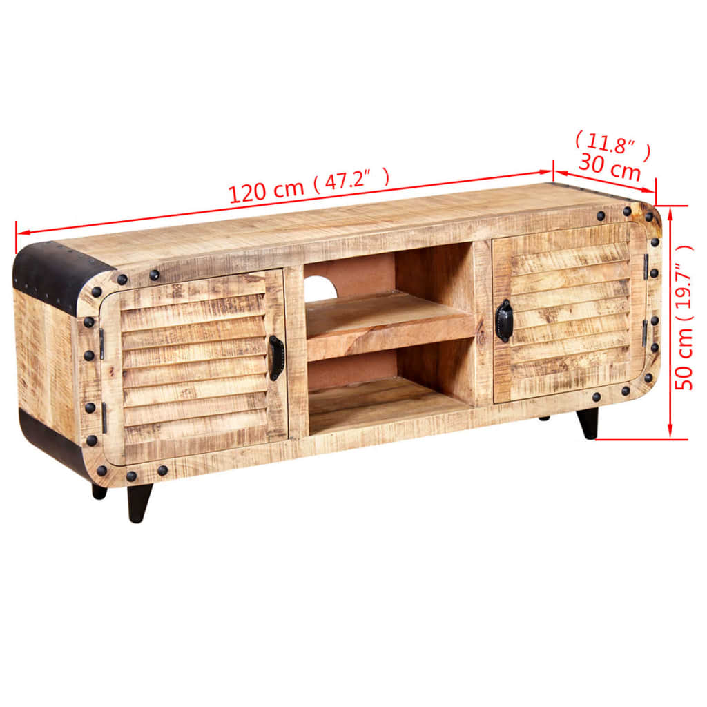 Έπιπλο Τηλεόρασης 120 x 30 x 50 εκ. από Ακατέργαστο Ξύλο Μάνγκο 9