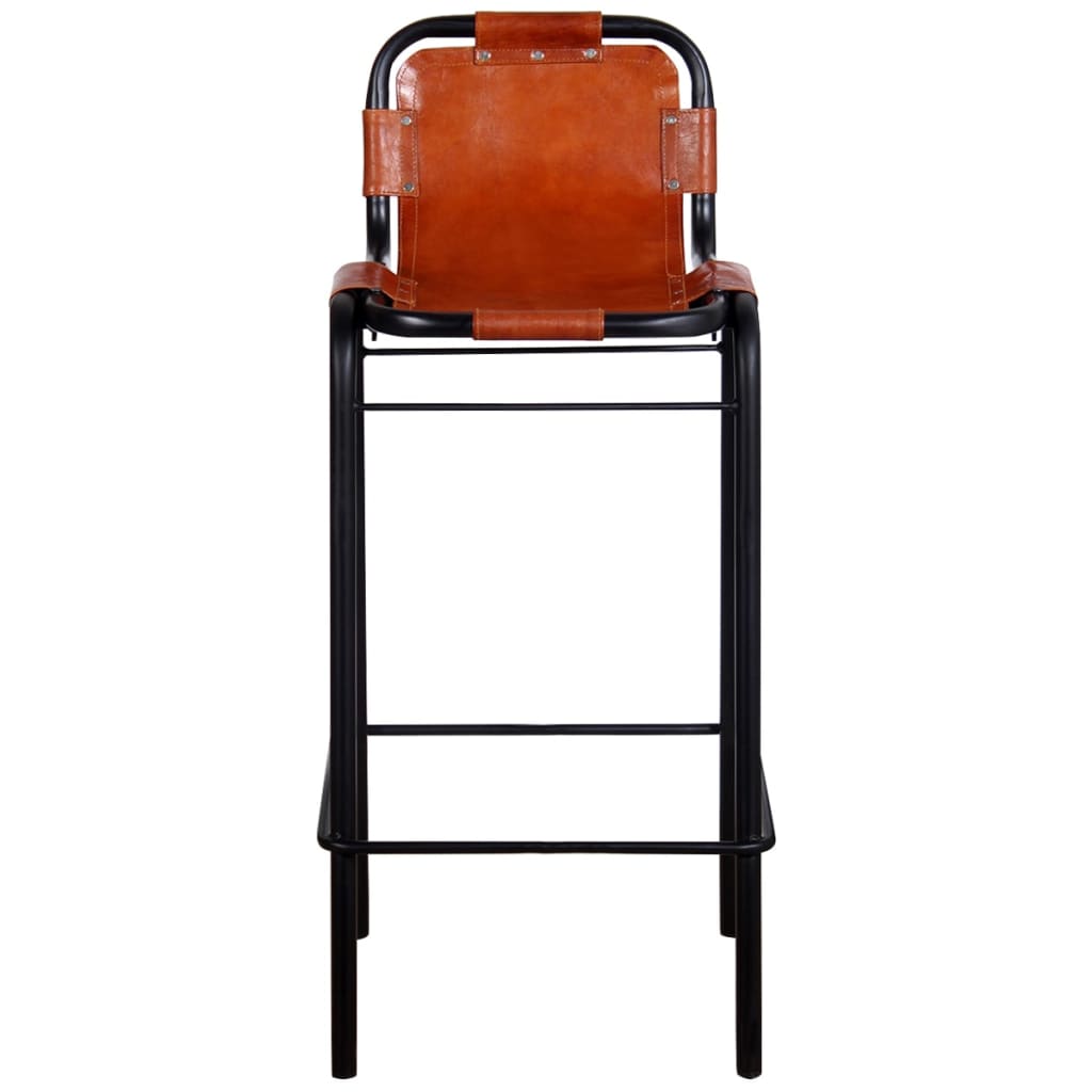 Σκαμπό Μπαρ 2 τεμ. από Γνήσιο Δέρμα 3
