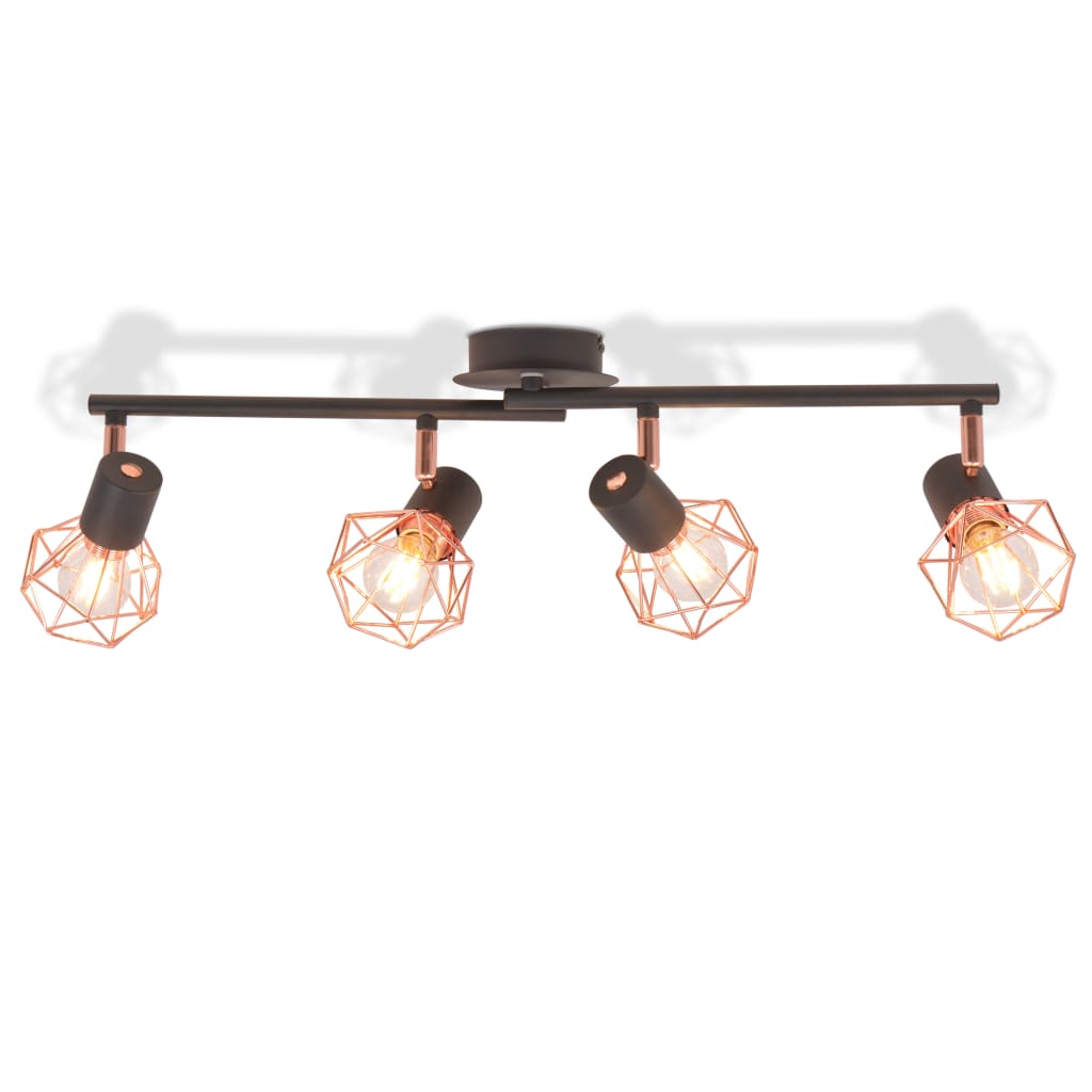 Φωτιστικό Οροφής με 4 Σποτ Ε14 Μαύρο και Χάλκινο 2
