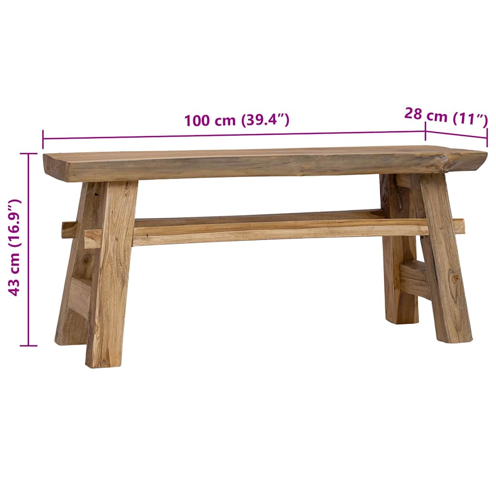 Παγκάκι 100x28x43 εκ. από Μείγμα Ανακυκλωμένων Ξύλων/Μασίφ teak 9