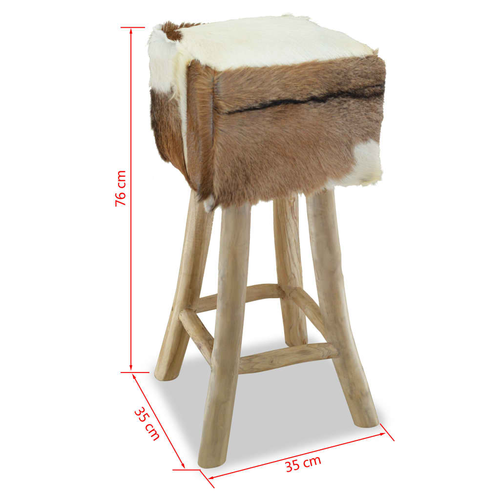 Σκαμπό Μπαρ από Γνήσιο Δέρμα / Μασίφ Ξύλο Teak 8
