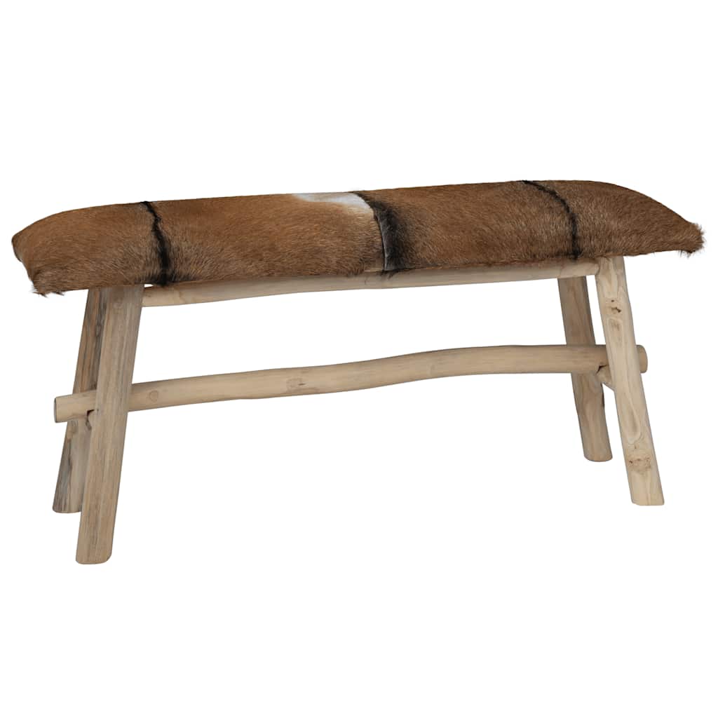 Παγκάκι από Γνήσιο Δέρμα / Ξύλο Teak 1