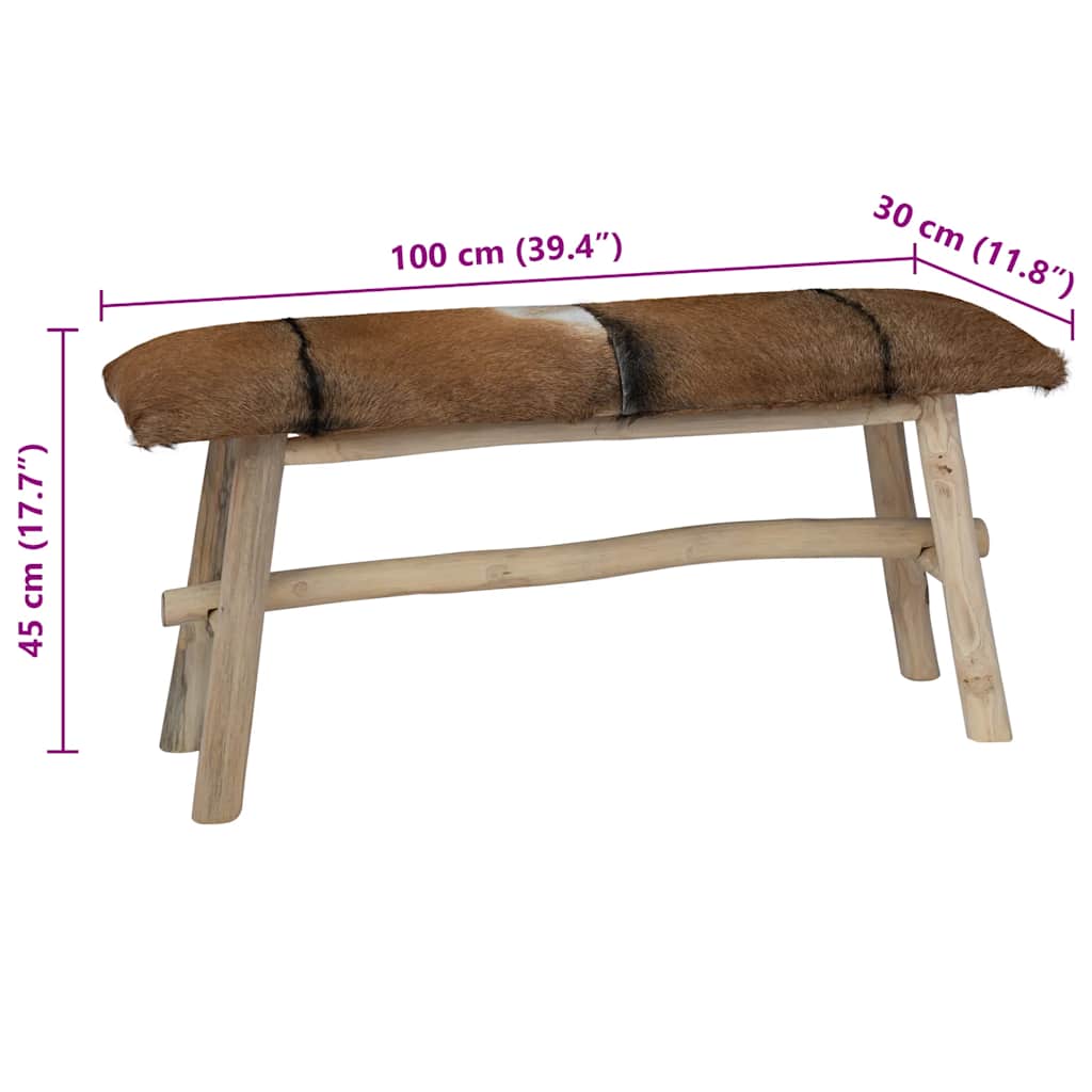 Παγκάκι από Γνήσιο Δέρμα / Ξύλο Teak 8