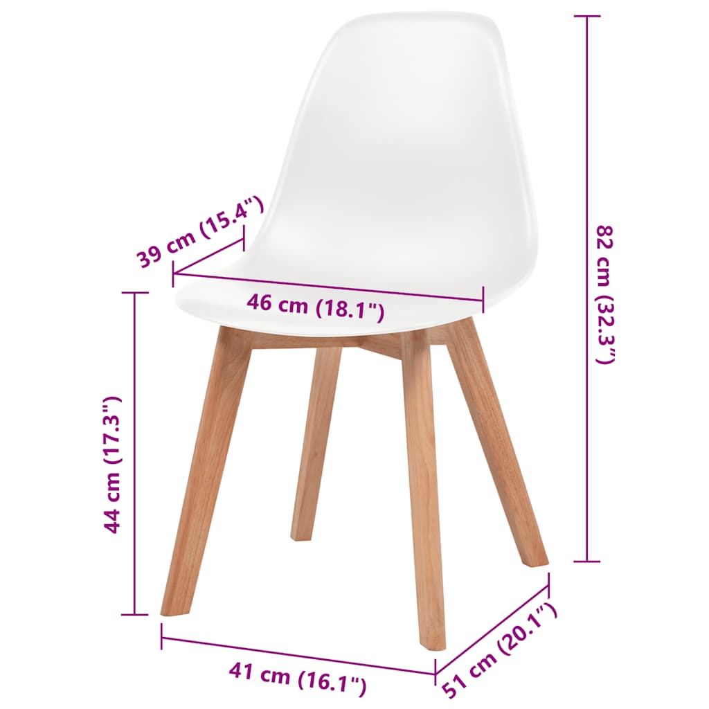 Καρέκλες Τραπεζαρίας 4 τεμ. Λευκές Πλαστικές 6