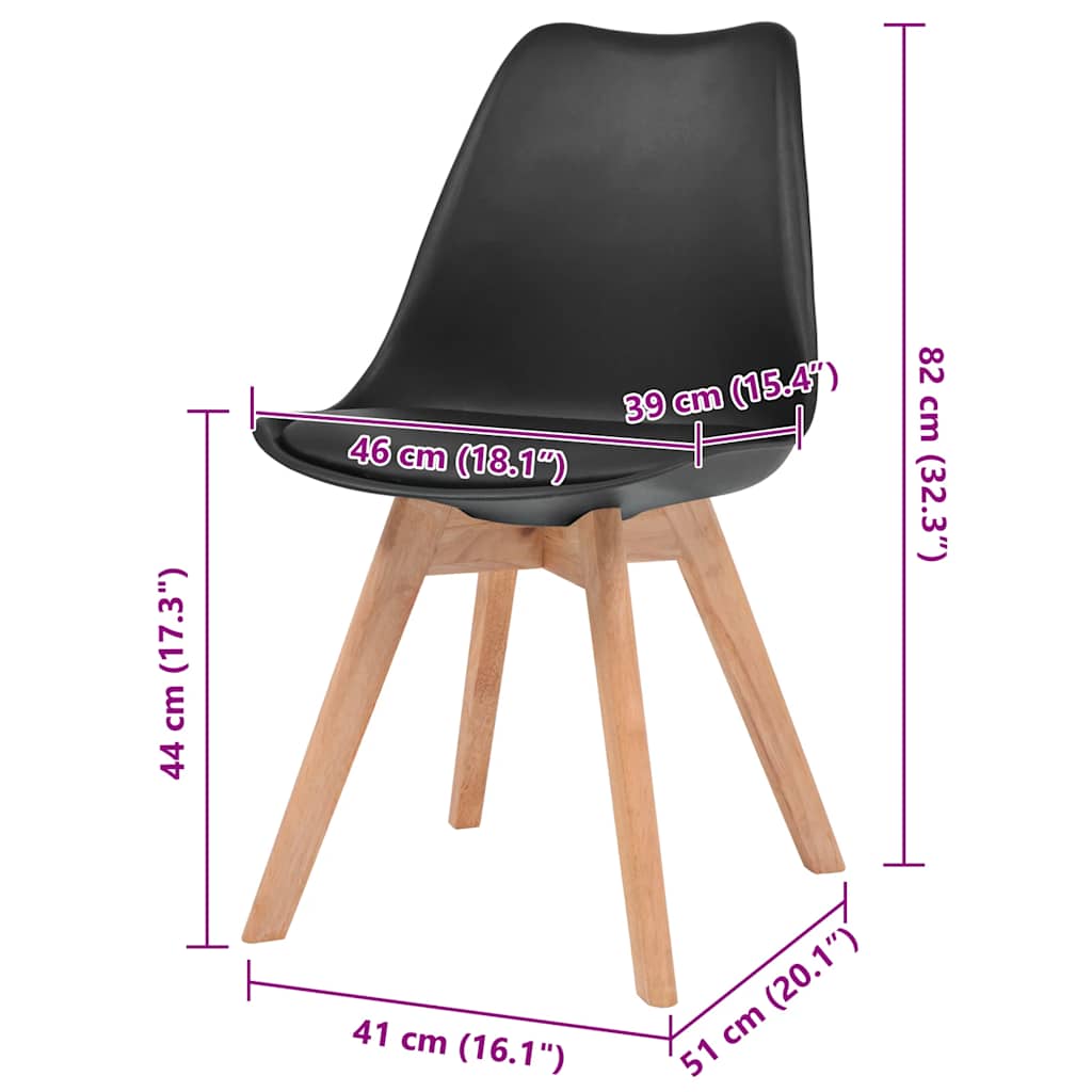 Καρέκλες Τραπεζαρίας 2 τεμ. Μαύρες Πλαστικές 6