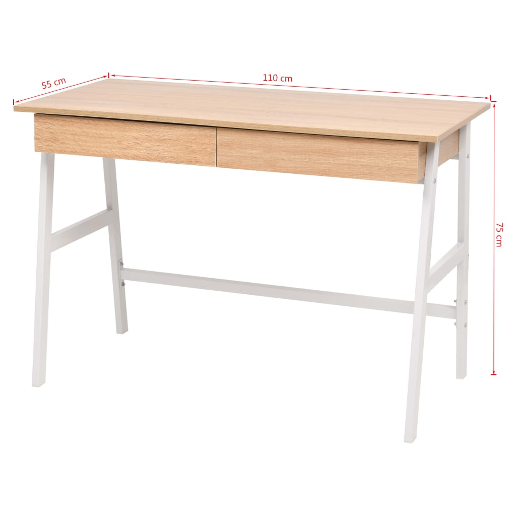 Γραφείο Δρυς και Λευκό 110 x 55 x 75 εκ. 6