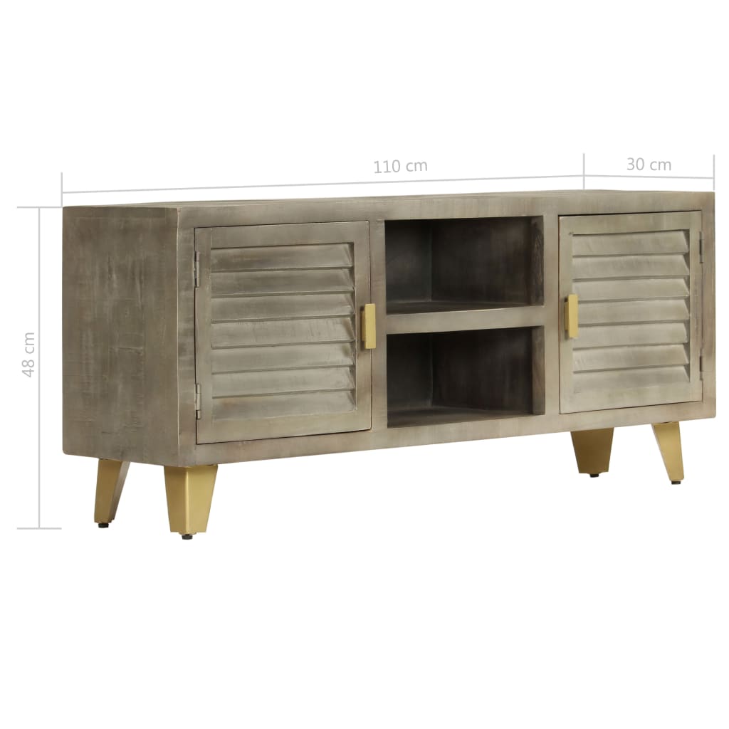 Έπιπλο Τηλεόρασης Γκρι Με Ορείχαλκο 110x30x48 εκ. Μασίφ Μάνγκο 10