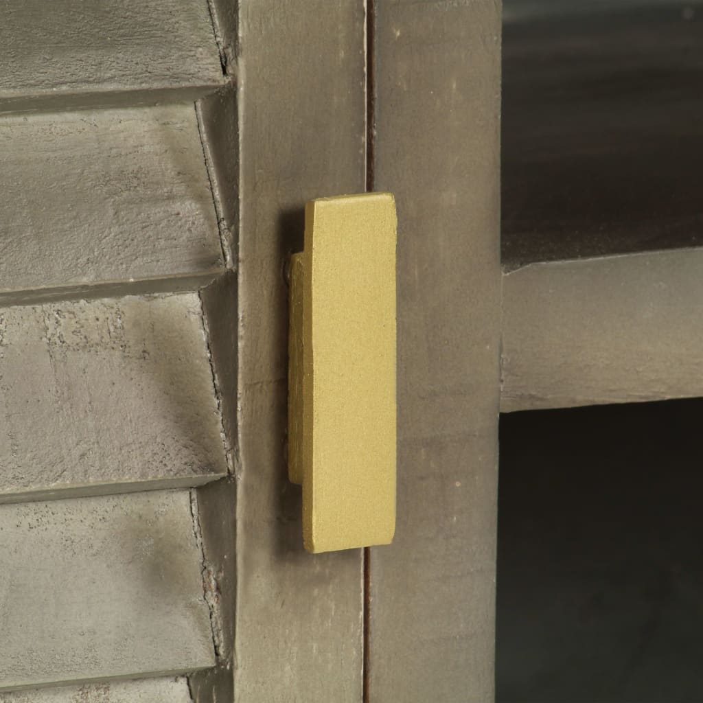 Έπιπλο Τηλεόρασης Γκρι Με Ορείχαλκο 110x30x48 εκ. Μασίφ Μάνγκο 5