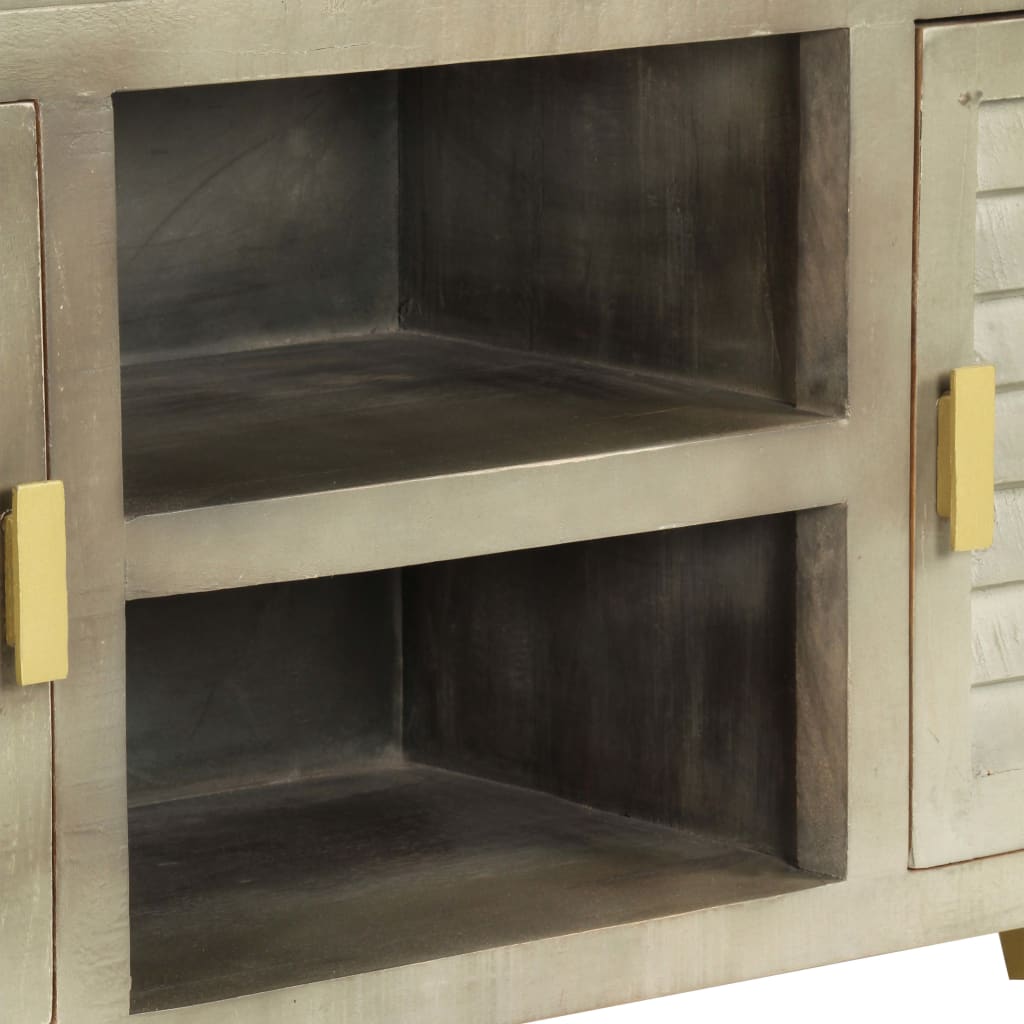 Έπιπλο Τηλεόρασης Γκρι Με Ορείχαλκο 110x30x48 εκ. Μασίφ Μάνγκο 6