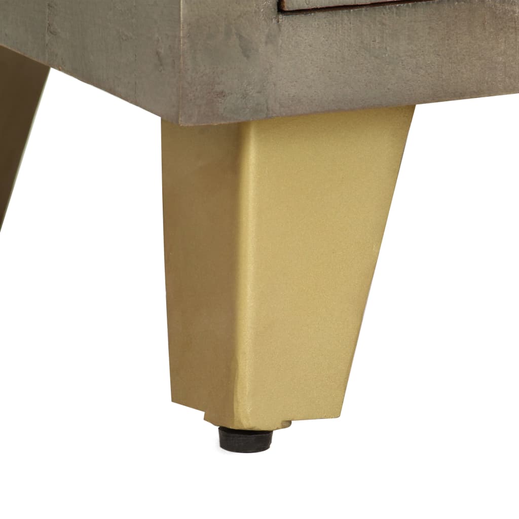 Έπιπλο Τηλεόρασης Γκρι Με Ορείχαλκο 110x30x48 εκ. Μασίφ Μάνγκο 9